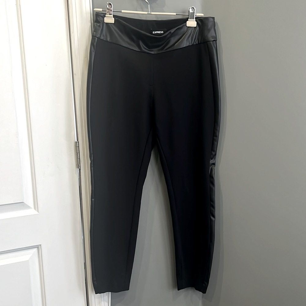 Express faux leather trim leggings
